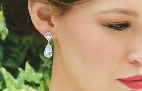 Bacall Rhodium Crystal Sparkling Peardrop Earrings 1