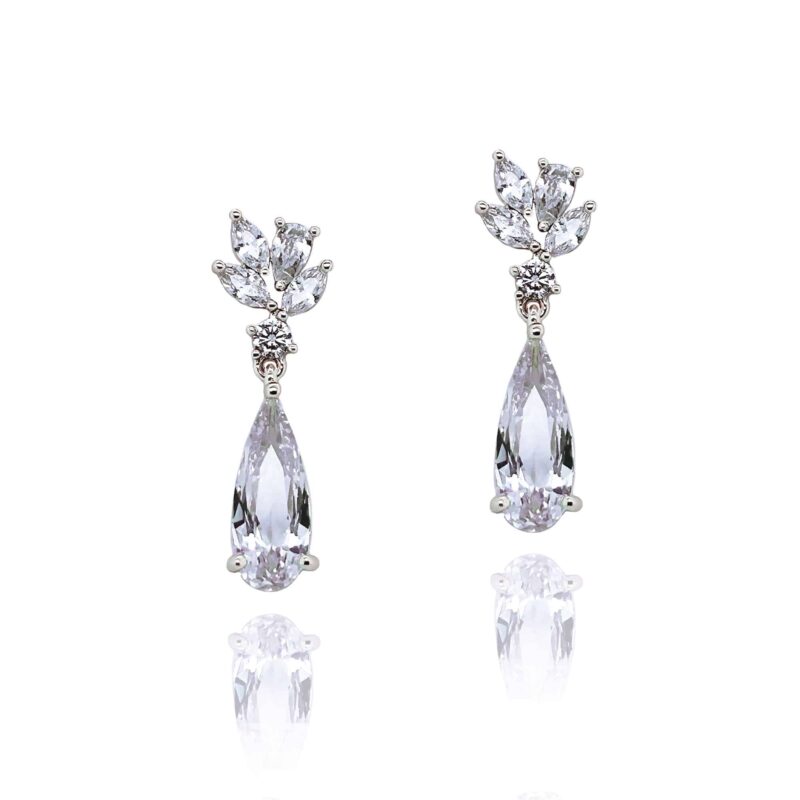 Harrogate Rhodium Crystal Classic Teardrop Earrings