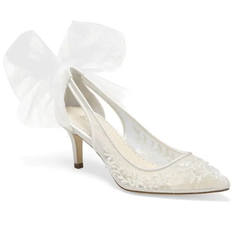 bella belle shoes esther floral beaded lace wedding kitten heel with tulle bow esther ivory 4
